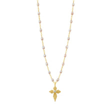 Gigi Clozeau - Collier opale Croix Lumière diamants, or jaune, 42 cm