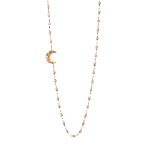 Gigi Clozeau - Collier opale Lune, diamant, or rose, 42 cm