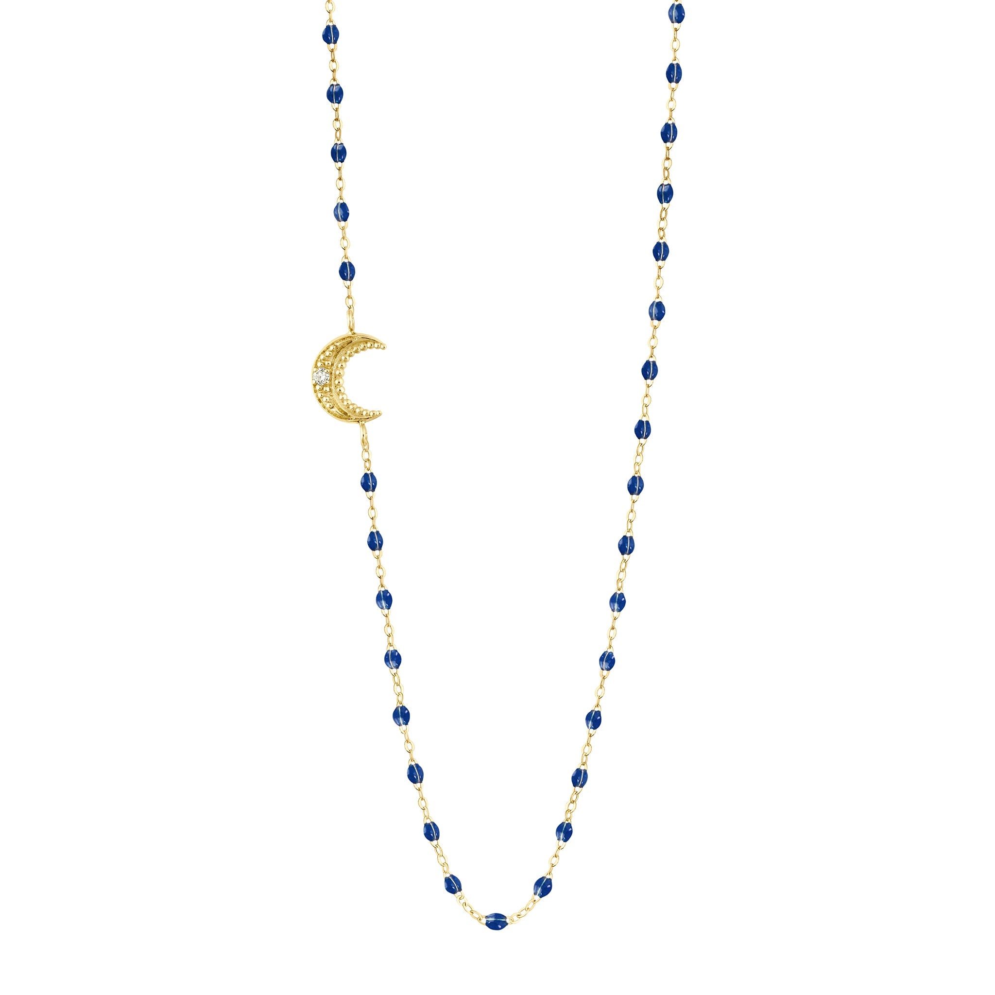 Gigi Clozeau - Collier prusse Lune, diamant, or jaune, 42 cm