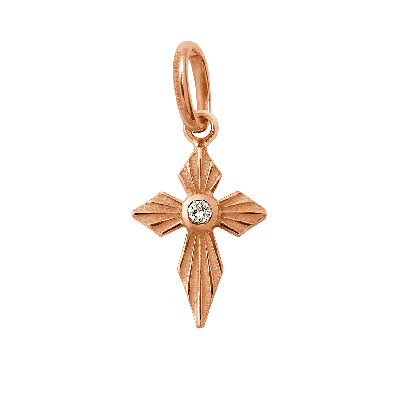 Gigi Clozeau - Pendentif Croix Lumière, diamants, or rose