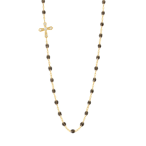 Gigi Clozeau - collier croix vintage quartz, or rose, 42 cm