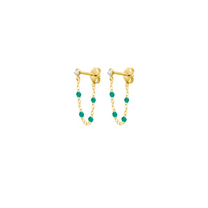 Gigi Clozeau - Boucles d'oreilles émeraude Gigi Suprême, or jaune, diamants