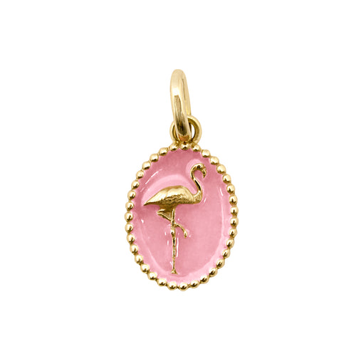 Gigi Clozeau - Pendentif Flamant résine fuchsia, or jaun