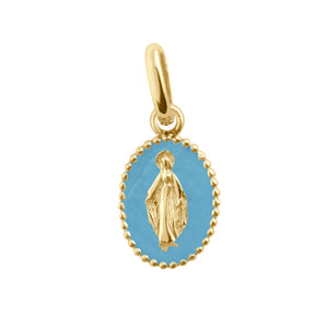 Gigi Clozeau - Pendentif Madone résine turquoise, or jaune