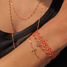 Gigi Clozeau - Bracelet orange fluo Classique Gigi, or jaune, 19 cm