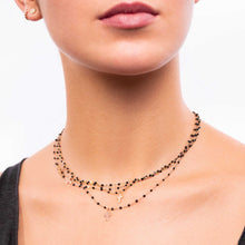 Gigi Clozeau - Collier noir Croix de côté, or rose, 42 cm