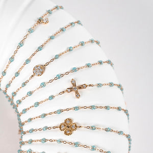 Gigi Clozeau - Bracelet aqua Lucky Trèfle, diamants, or rose, 17 cm