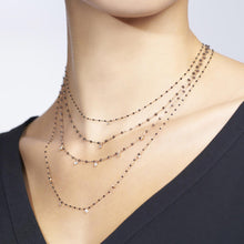 Gigi Clozeau - Collier noir Mini Gigi, or rose, 5 diamants, 55 cm